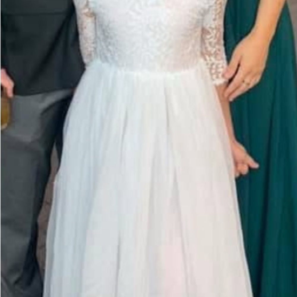 Delicate White Lace flower girl Dress - Picture 5 of 7